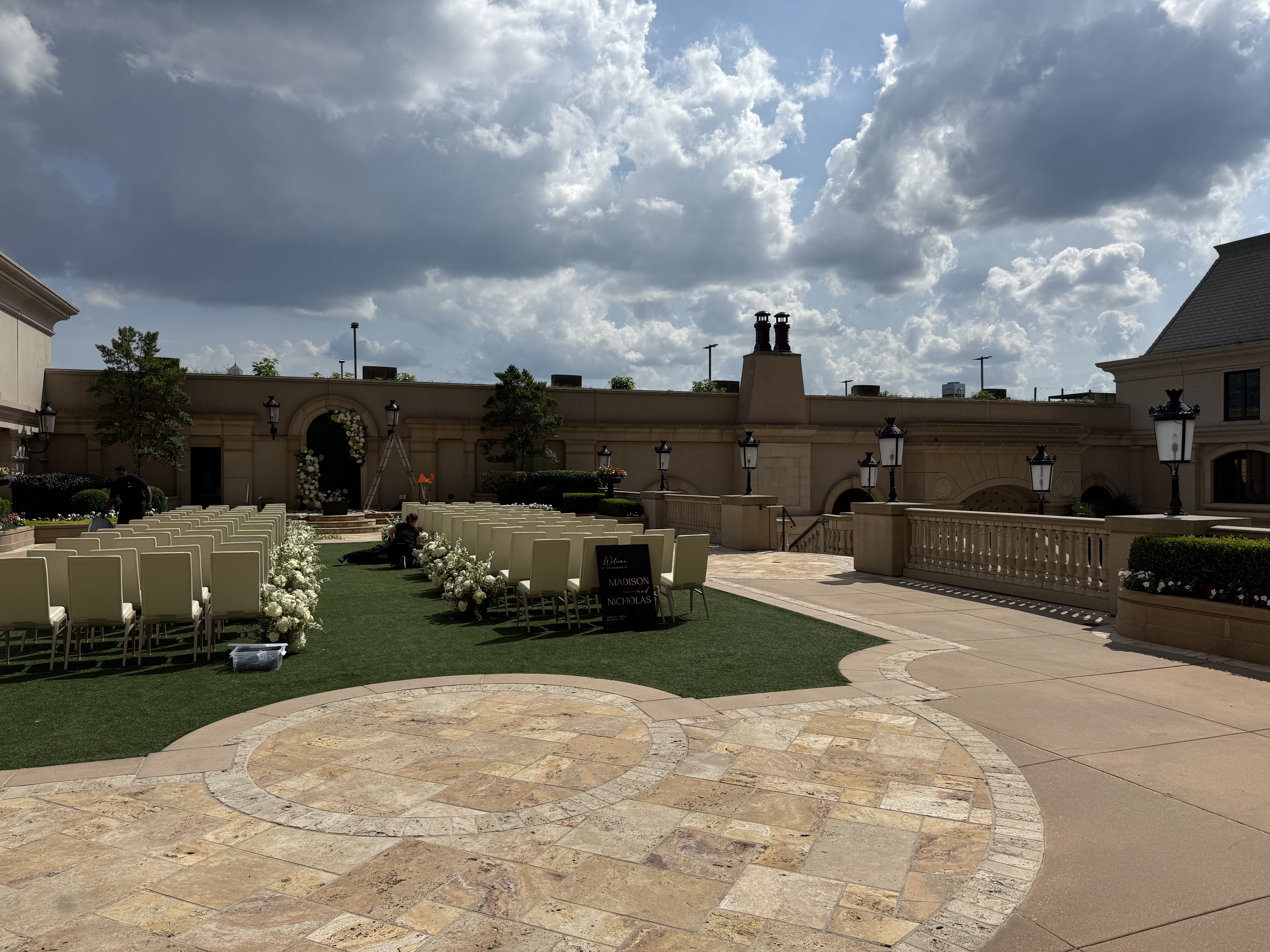 Professional string quartet performing live wedding ceremony music outdoors in Atlanta metro area